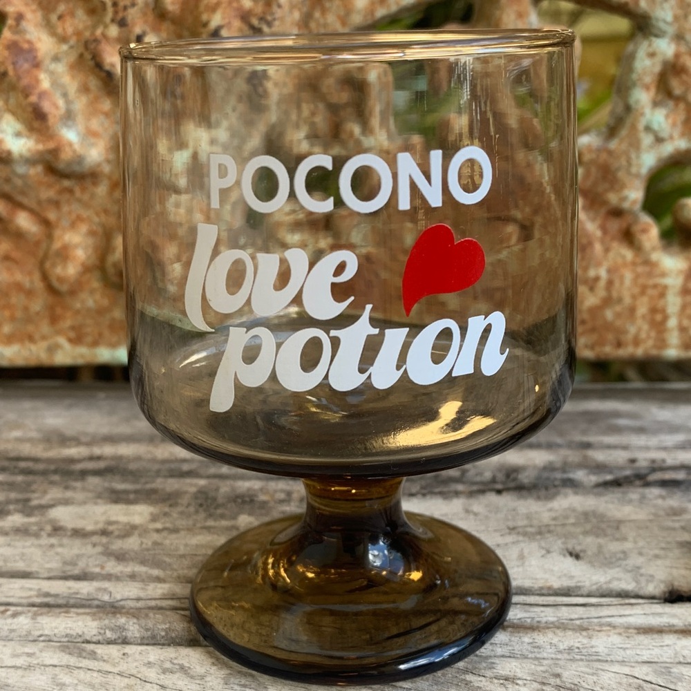 Vintage 70’s Smoky Glass Pocono Love Potion Glasses - Picture 3 of 8